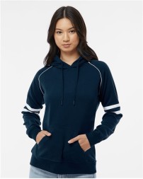 J. America 8645 Women's Varsity Fleece Piped Hooded Sweatshirt – 8 oz. Women's Pullover hoodie | S–2XL