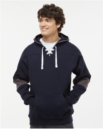 J. America 8832 Men's Sport Lace Colorblocked Fleece Hooded Sweatshirt – 10 oz. Men's pullover hoodie | XXS–2XL