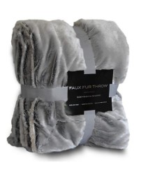 Alpine Fleece 8730 Faux Fur Throw Blanket – 100% Polyester Faux Chinchilla / Faux Sherpa 50