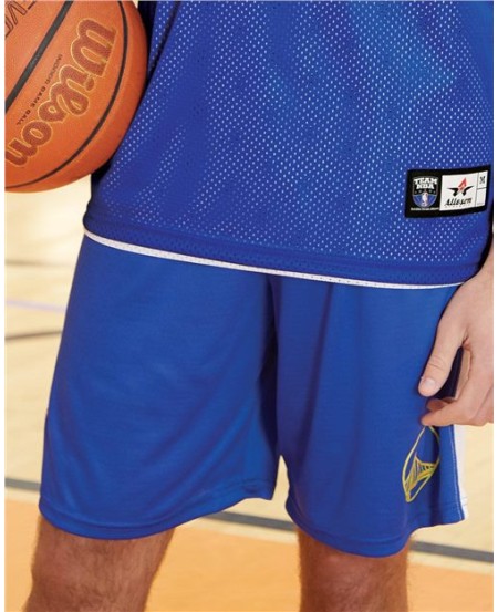 Alleson Athletic A205LA NBA Logo'd Shorts – Men's 100% Polyester Basketball Shorts | S–2XL