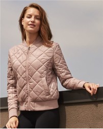 Weatherproof W21752 Women's HeatLast Quilted Packable Bomber Jacket – Women's 380T Coated Nylon Diamond Quilted Bomber with Ribbed-Knit Trim | S–2XL