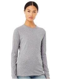 BELLA CANVAS 6500 Women's Jersey Long Sleeve Tee – 4.2 oz. 100% Airlume Cotton Women's Semi-Relaxed Long-Sleeve Crew Tee