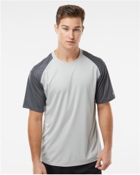 Badger 4230 Men's Breakout T-Shirt – 3.5 oz. 100% Polyester Contrast Textured Shoulder Athletic Tee | XS–4XL
