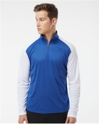 Badger 4231 Men's Breakout Quarter-Zip Pullover – 100% Polyester Contrast Textured Shoulder Pullover | XS–4XL