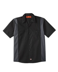 Dickies LS524 Men’s Industrial Colorblocked Short Sleeve Shirt – 4.25 oz. 65/35 Polyester/Cotton Permanent Press Poplin