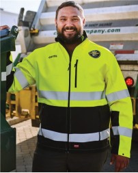 Red Kap JY34 Men's Hi-Visibility Soft Shell Jacket – ANSI 107 Type R Class 3 Fleece-Lined Work Jacket | S–4XL