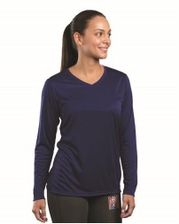 Holloway 222824 Women's Momentum Long Sleeve V-Neck T-Shirt – 4.1 oz. 100% Polyester Dry-Excel UPF 45+ Ladies' Long Sleeve V-Neck | S–3XL