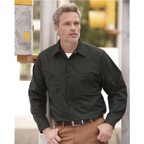 Red Kap SP14 Men's Industrial Long Sleeve Work Shirt – 4.25 oz. 65/35 Poly/Cotton Poplin, Touchtex | 20+ Colors